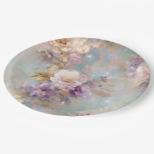 Weibliche goldene Lila weiße Blume Pappteller (Schrägansicht)