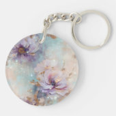 Weibliche goldene Lila weiße Blume Schlüsselanhänger (Rückseite)