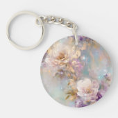 Weibliche goldene Lila weiße Blume Schlüsselanhänger (Vorderseite)