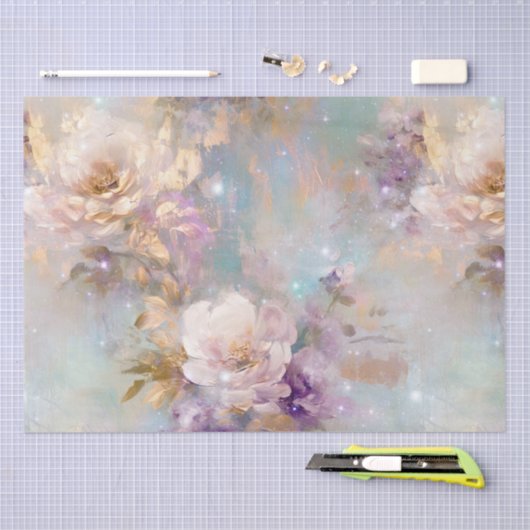 Weibliche goldene Lila weiße Blume Seidenpapier (Handwerk)