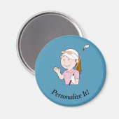 Weibliche Golfer Magnet (Vorderseite/Rückseite)