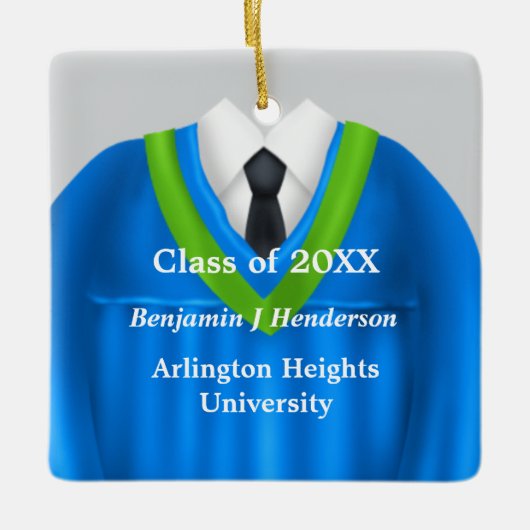 Weibliche Grad Gown Blau und Grüne Ornamente (Vorderseite)