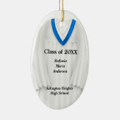 Weibliche Grad Gown Weiß und Blau Ornament (Rechts)