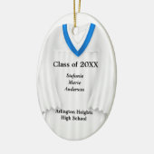 Weibliche Grad Gown Weiß und Blau Ornament (Links)