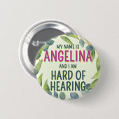 Weibliche grüne Blätter Name schwer zu hören Button (Vorne & Hinten)