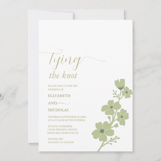 Weibliche grüne Kopplung der Blütenhochzeit Einladung (Vorderseite)