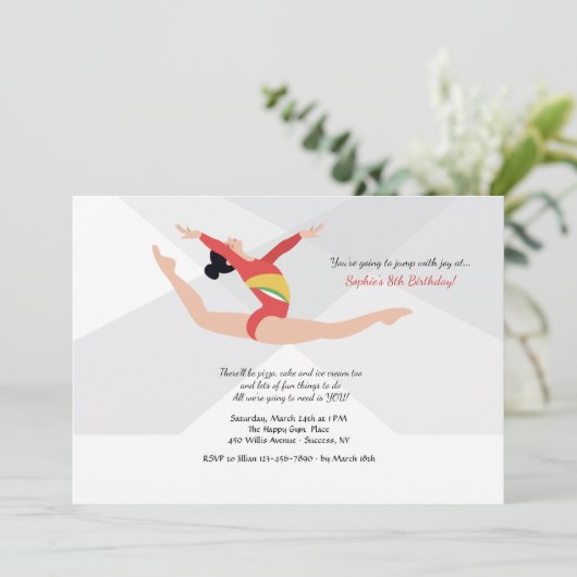 Weibliche Gymnast-Einladung Einladung (Stehend Vorderseite)