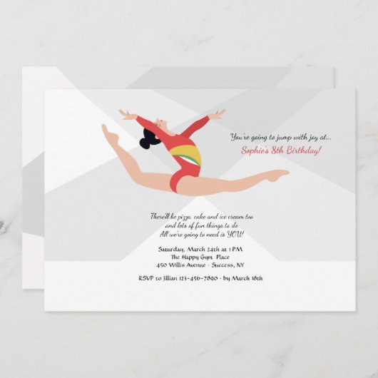 Weibliche Gymnast-Einladung Einladung (Vorne/Hinten)