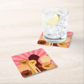 Weibliche Hände mit Faust aufgezogen Rechteckiger Pappuntersetzer (Vor Ort)