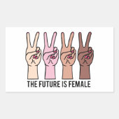 Weibliche Hände mit Friedenszeichen Rechteckiger Aufkleber (Vorderseite)