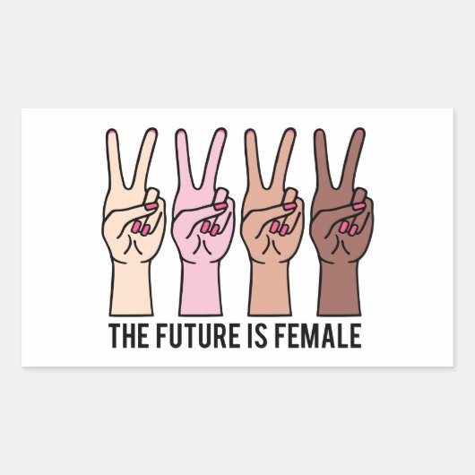 Weibliche Hände mit Friedenszeichen Rechteckiger Aufkleber (Vorderseite)