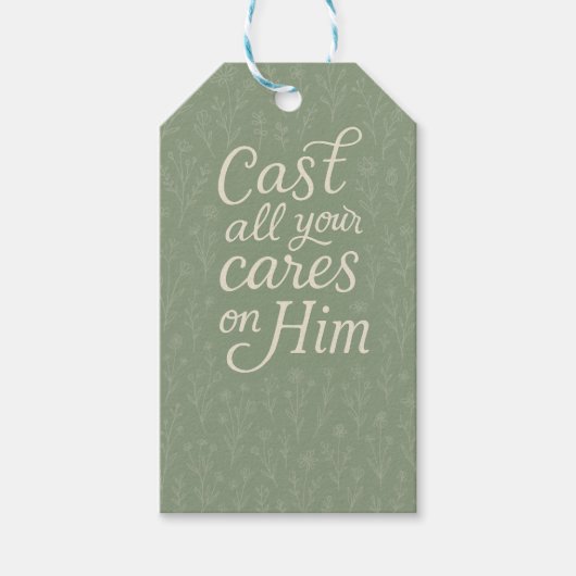 Weibliche handGezeichnet Typografie Wildblume Grün Geschenkanhänger (Vorderseite)