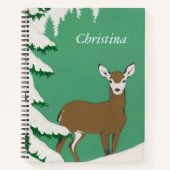 Weibliche Hirsche im weißen Gesicht im Schneekiefe Notizblock (Vorderseite)