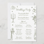 Weibliche Hochzeitskala mit grüner Hand Einladung (Rückseite)