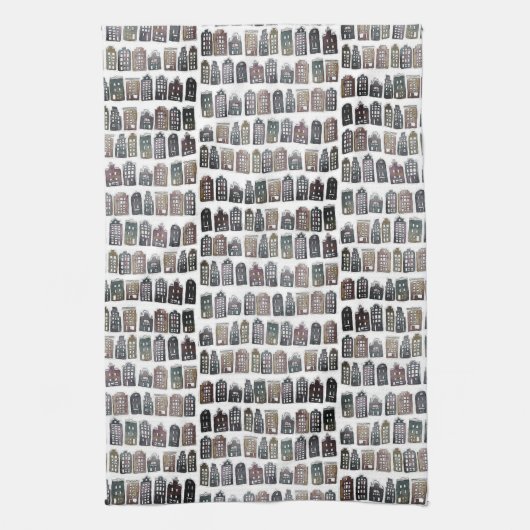 Weibliche holländische Häuser Amsterdam Muster Neu Geschirrtuch (Vertikal)