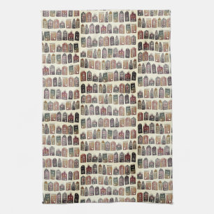 Weibliche holländische Häuser Amsterdam Muster Neu Geschirrtuch