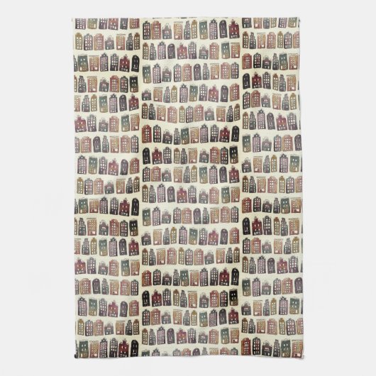 Weibliche holländische Häuser Amsterdam Muster Neu Geschirrtuch (Vertikal)