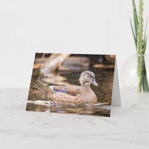 Weibliche hölzerne Ente Notecard Karte
