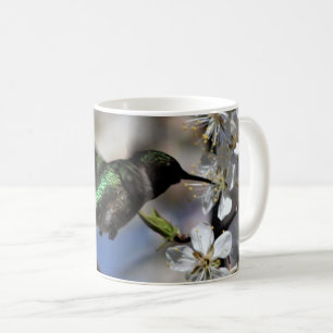 Weibliche Hummingbird in Pflaume Kaffeetasse