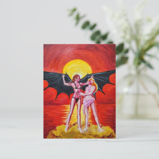 Weibliche Icarus Postkarte (Stehend Vorderseite)