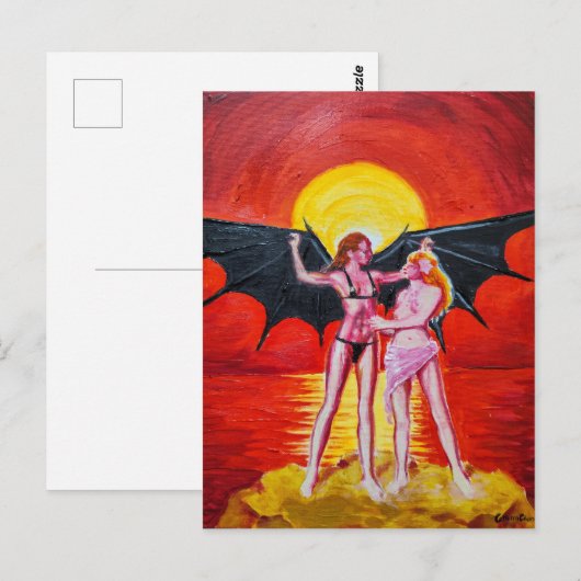 Weibliche Icarus Postkarte (Vorne/Hinten)