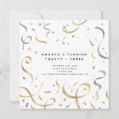 Weibliche Imitate Gold & Silber Moderne Erwachsene Einladung (Vorderseite)