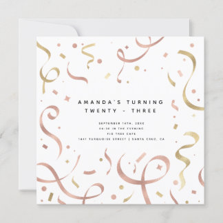 Weibliche Imitate Goldene Foil Moderne Erwachsene Einladung