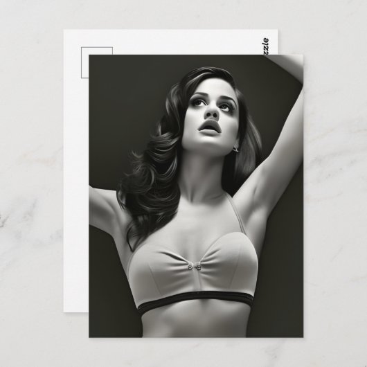 Weibliche in Schwarz und Weiß Postkarte (Vorne/Hinten)