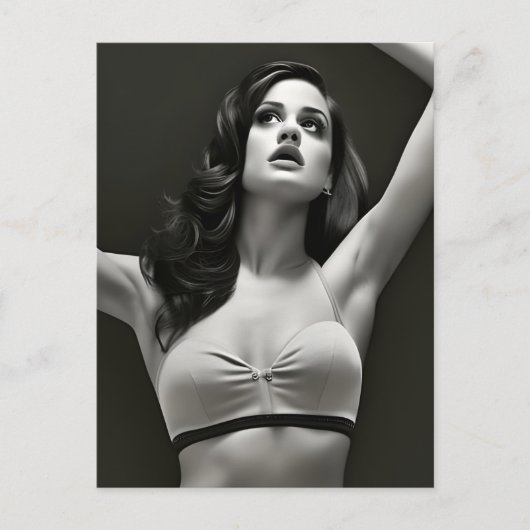 Weibliche in Schwarz und Weiß Postkarte (Vorderseite)