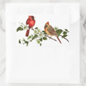 Weibliche Kardinäle Dogwood-Blütenzweig Rechteckiger Aufkleber (Tasche)