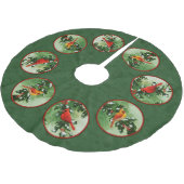 Weibliche Kardinäle grün Polyester Weihnachtsbaumdecke (Schrägansicht)