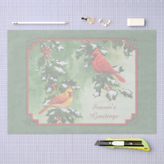 Weibliche Kardinäle grün Seidenpapier (Handwerk)