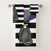 Weibliche Katze, Streifen Badhandtuch Set (Insitu)