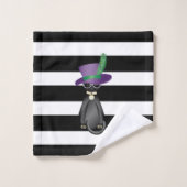 Weibliche Katze, Streifen Badhandtuch Set (Waschlappen)