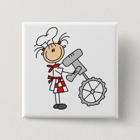 Weibliche Köchin mit Mixer Button (Vorderseite)