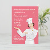 Weibliche Kochs-Abschluss-Einladung Einladung (Stehend Vorderseite)