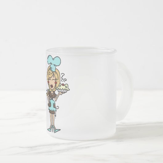 Weibliche Konditorei Koch - Blond T - Shirt und Ge Mattglastasse (VorderseiteRechts)