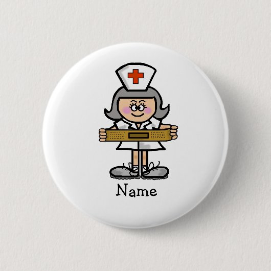 Weibliche Krankenschwester mit grauem Haar-Knopf Button (Vorderseite)
