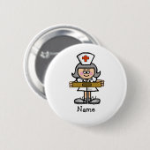 Weibliche Krankenschwester mit grauem Haar-Knopf Button (Vorne & Hinten)