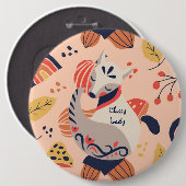 Weibliche Lehrerin Geschenk CLASSY LADY Hygge Fox Button (Vorne & Hinten)