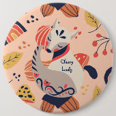 Weibliche Lehrerin Geschenk CLASSY LADY Hygge Fox Button (Vorderseite)