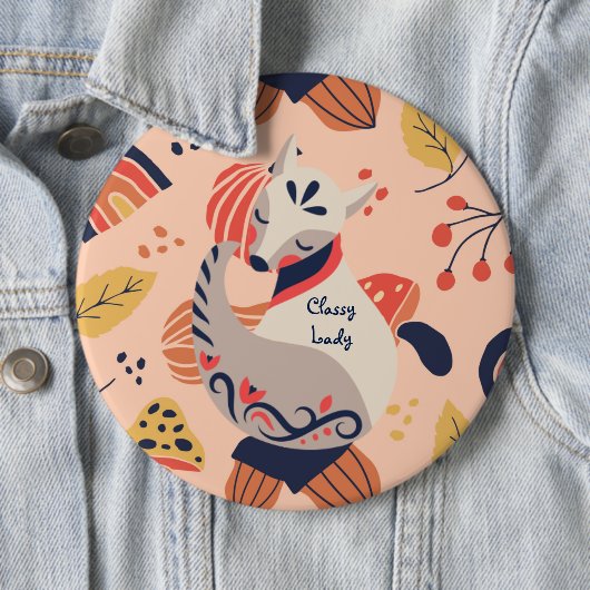 Weibliche Lehrerin Geschenk CLASSY LADY Hygge Fox Button (Beispiel)