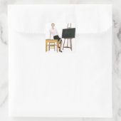 Weibliche Lehrerin mit Holzschreibtisch Quadratischer Aufkleber (Tasche)