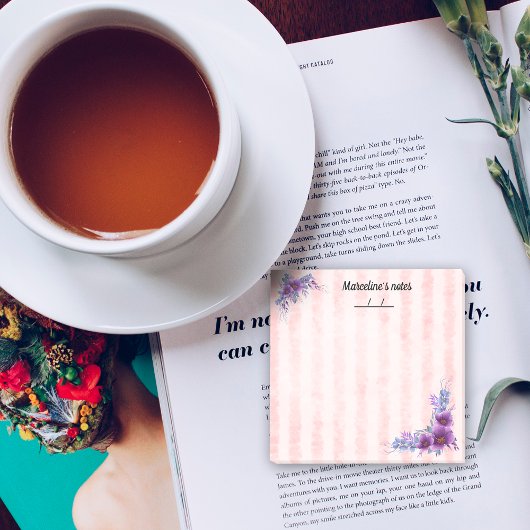 Weibliche lila Blume und weiche rosa Streifen 3 Zo Post-it Klebezettel