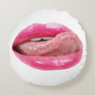 Weibliche Lippen Rundes Kissen