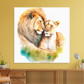 Weibliche Löwen in Liebe Foto für Löwenliebhaber Leinwanddruck (Insitu (Wohnzimmer))