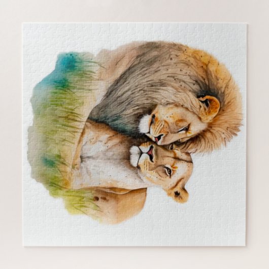 Weibliche Löwen in Liebe Foto für Löwenliebhaber Puzzle (Horizontal)