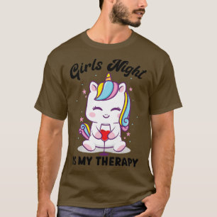 Weibliche Mädchen Nacht ist meine Therapie Unicorn T-Shirt