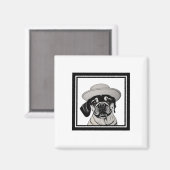 Weibliche Mops tragen eine Hülle und einen Hut im  Magnet (Vorderseite/Rückseite)