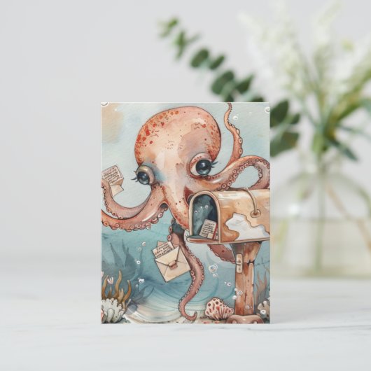 Weibliche Oktopus Postkarte (Stehend Vorderseite)